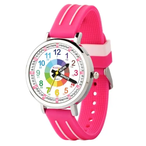 Kiddus Lern Armbanduhr für Kinder, Jungen und Mädchen. Analoge Armbanduhr mit Übungen zum Erlernen der Uhrzeit. Entworfen in Barcelona