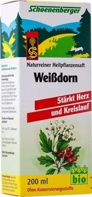 Schoenenberger Weissdorn Saft 3X200 ml - Pflanzliches Ergänzungsmittel mit hochwertigem Weissdornsaft, unterstützt die Herzgesundheit und steigert das Wohlbefinden.