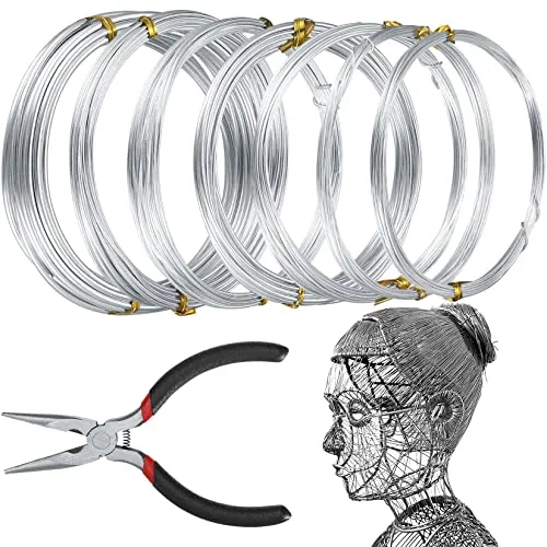 Rollen Basteldraht zum Basteln, Basteldraht,Aluminiumdraht,Schmuckdraht, Bindedraht für DIY Modellbau Bastel Draht, Florist Craft Schmuckdraht, mit Pinzette (Silber, 0.8/1/1.2/1.5/2/3mm*5m) 1