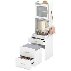 COSTWAY Schminktisch Set mit Klappspiegel und Hocker