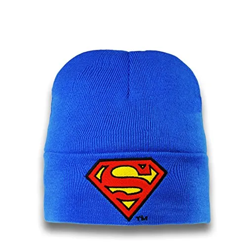 Logoshirt®️ DC Comics I Superman I Logo I Kinder Beanie I Strick-Mütze I Winter I Mädchen & Jungen I Bestickt I blau I Lizenziertes Originaldesign