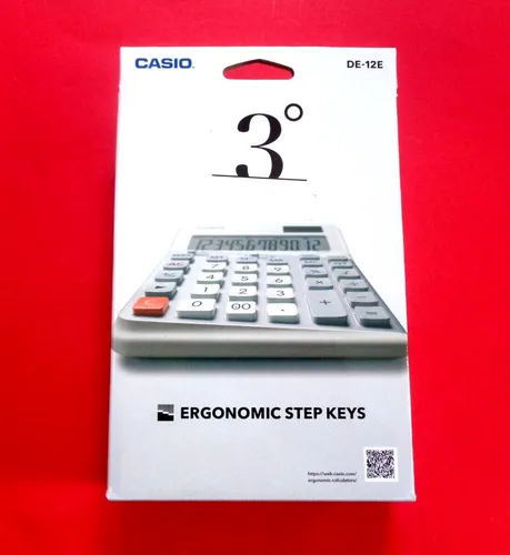 CASIO DE-12E-WE - Weißer Tischrechner mit LCD-Display, ergonomischen Tasten und Währungsumrechnung