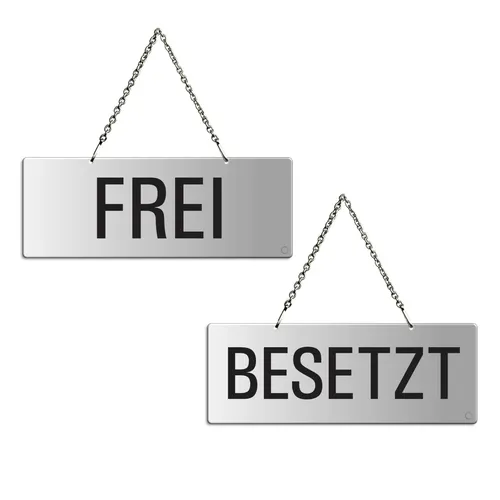 Produktbild Hängeschild Frei / Besetzt 175x65 mm Wendeschild Aluminium matt-silber eloxiert