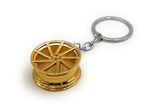 H-Customs Felge Auto Tuning Rotation gold Schlüsselanhänger Anhänger gold