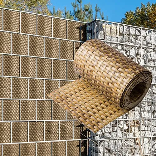NYVI Polyrattan Sichtschutzstreifen Privafence - Braun und Beige 255 x 19 cm - Dekorative Zäune - Hochwertiger, wetterfester Sichtschutz mit 3D-Optik, ideal für Privatsphäre und ein modernes Gartenambiente.