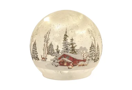 formano LED Deko-Kugel Winterhaus 12 cm – drehend mit Timer