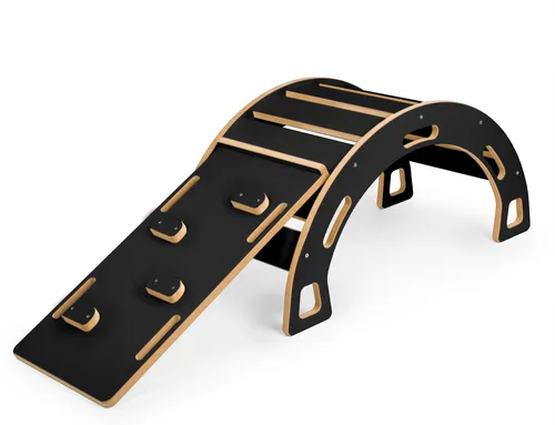 Obubu Satz Kletterbogen Babywippe Rutsche Montessori Holz Klettergerüst, Schwarz