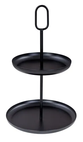 Levandeo® Etagere, Etagere 2 Ebenen H34cm Metall Schwarz Servierplatte Kuchenplatte