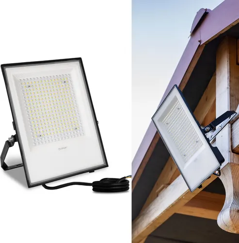 LUMILED LED Strahler mit Linse 200W Superhell Außenstrahler 22000 lm LED Fluter Strahler für Außen IP65 Wasserdicht IK05 4000K Neutralweiß Scheinwerfer Flutlichter schwarz Flutlichtstrahler