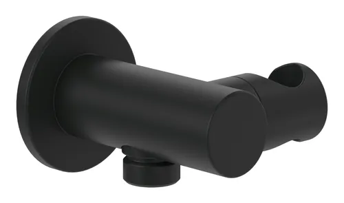Villeroy & Boch Universal Showers Handbrausehalter - Matt Black, Rund mit Schlauchanschluss - Für Brausen, elegantes matt schwarzes Design für eine moderne Badezimmergestaltung.
