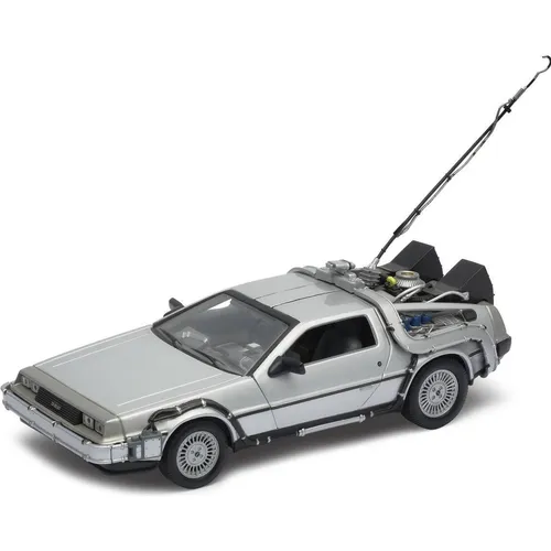 Welly - 1/24 DeLorean Back to the Future Teil 1 - Modellfahrzeuge: Detailgetreues Sammlermodell des ikonischen DeLorean mit funktionierenden Türen, perfekt für Fans und Sammler.