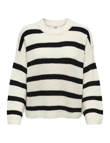 JDY Damen JDYjusty L/S Stripe Knt Noos Jumper Pullover - Pullover für Damen, gestreift und grob gestrickt, mit tief angesetzten Schultern für einen lässigen Look und weichem Griff für höchsten Tragekomfort.