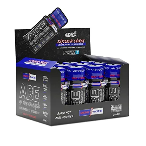 Applied Nutrition Abe Pre Workout Shot - All Black Everything Booster Pre Workout Energie Shots, Physische Leistung durch Citrullin, Beta Alanin, Koffein (12 Shot (Multipack), Energy Flavour)