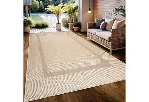 OTTO home Teppich Venedig Bordüre auch als Läufer erhältlich, rechteckig, Höhe: 3 mm, In- und Outdoor geeignet, Sisal-Optik, Wetterfest & UV-beständig