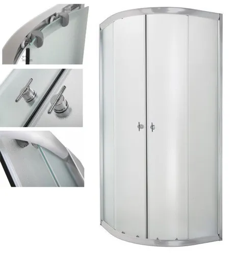 Duschkabine Dusche Viertelkreis Echtglas strukturiert 90 x 90 x 180 cm Invena