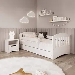 Praktisches Kinderbett 160x80 mit Matratze & Rausfallschutz in Weiß