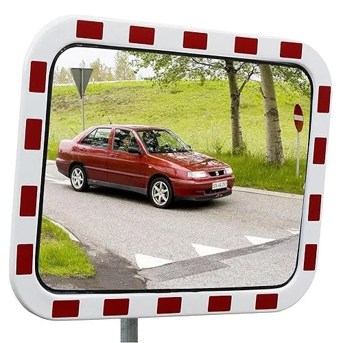 Verkehrsspiegel Edelstahl, weiß/rot - 40 x 60 cm