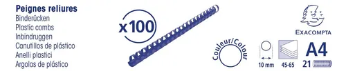 EXACOMPTA Bindegerät Schachtel + 100 Spiralen 10 mm PVC für die Bindung A4 Schwarz 75301E, Klemmschiene