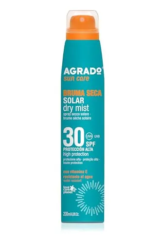 Trockener Sonnennebel 30 Feuchtigkeitsspendender Sonnenschutz mit Lichtschutzfaktor 30 SPF UVB-Infrarotschutz Spray Wasserbeständig Empfindliche Haut Schnelle Absorption 200 ml - Agrado