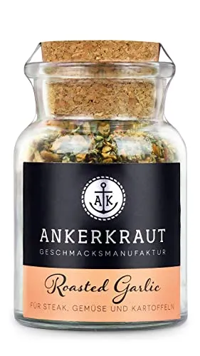 Ankerkraut Roasted Garlic Gewürz, 95g im Korkenglas, gerösteter Knoblauch, Steak-Finisher auch für Kartoffel und Gemüse, Mischung Würzender Zutaten in Premium-Qualität