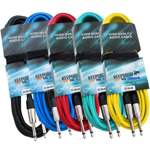 keepdrum keepdrum 5x Mono-Klinkenkabel 6m Farben-Set Audio-Kabel, (600 cm), Farbset Mono-Klinkenkabel Rot, Blau, Grün, Gelb, Schwarz 6m
