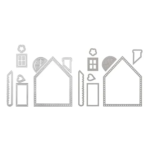 Stanzenshop Stanzschablone Haus mit Deko, Rauchfang, Fenster, Tür, Stanzformen, Schablonen, Scrapbooking, Kartenherstellung, DIY, Prägeschablonen, Papierkarten, Cutting Dies