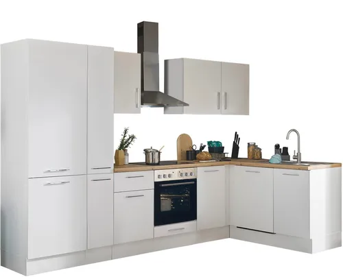 Turin L Eckküche 310 x 211 x 60 cm, weiß - Moderne Küche in Artisan-Eiche Optik mit viel Stauraum - MODERNES DESIGN - Diese elegante Eckküche vereint mattes Weiß mit einer stilvollen Artisan Eiche Optik. Sie bietet zahlreiche Stauraummöglichkeiten für Ihre Küchenutensilien. Individuell bestückbar und einfach zu montieren. Maße: 310 x 211 x 60 cm.