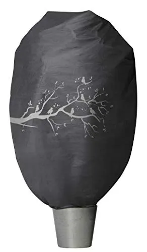 Windhager Winter-Deko-Vlieshaube Protect XXL, Kälteschutz, Frostschutz für Pflanzen, Wintervlies, Gartenvlies, Abdeckvlies, 1,4 x 2 m, Vogel-Motiv, Anthrazit