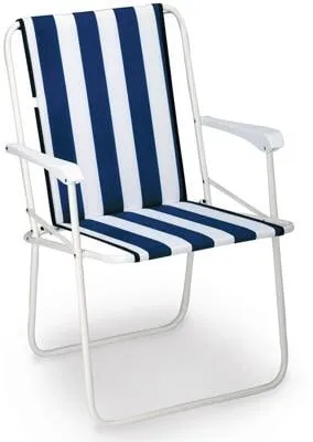 Best Klappsessel Chiemsee - Camping-Möbel, leichter und komfortabler Klappsessel in Blau und Weiß, ideal für entspannte Momente im Freien.