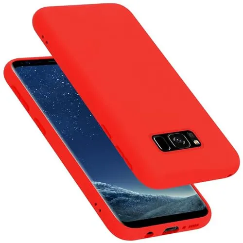 Cadorabo Hülle kompatibel mit Samsung Galaxy S8 Hülle Silikon Handyhülle für Galaxy S8 Case aus flüssigem Silikon- kratzfeste und stoßfeste dünne TPU Schutzhülle - LIQUID ROT