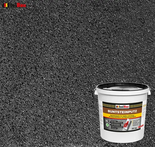 Mosaikputz Buntsteinputz BP 100 (Anthrazit) 20 kg - Mörtel, Putz, Zement & Gips - Flexibler, schnelltrocknender Fertigputz für Innen- und Außenbereiche, frostbeständig und wasserfest, ideal für Wände und Mosaikarbeiten.