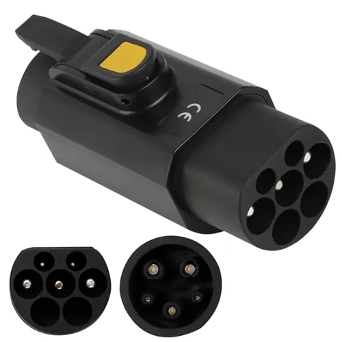 Jiacheng Typ 2 auf Typ 1 EV-Adapter (Stecker auf Buchse), 32A EV-Ladekabeladapter Ladegerät IEC 62196 auf SAE J1772 für Elektrofahrzeuge Konverter Autoladeadapter