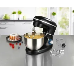 Schwarze Küchenmaschine 6L mit Planetenrührwerk – 1.500 W