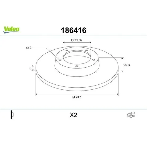 VALEO Bremsscheibe 186416 für PEUGEOT und CITROËN - Hochwertige Hinterachsbremsscheibe für Scheibenbremsen, ideal für Fahrzeuge mit ABS, ECE-R90 geprüft und langlebig.