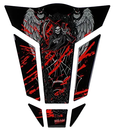 BIKE-label Tankpad 3D Motorrad-Aufkleber Tankschutz Totenkopf Tod schwarz rot X503720