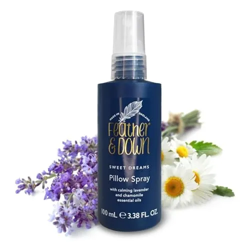 Feather & Down Kopfkissenspray Sweet Dream (100ml) – mit beruhigenden ätherischen Ölen aus Lavendel und Kamille. Fördert Ruhe, Entspannung und einen erholsamen Schlaf.