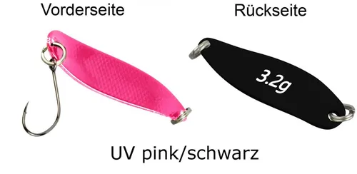 Fishing Tackle Max FTM Trout Spoon Forellenhammer 112 UV Rosa Schwarz 3,2 g 5200112 Forellenköder Ultra Light UL
