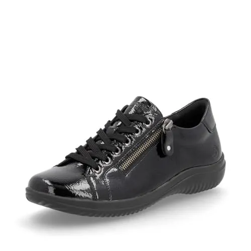 Remonte Schnürhalbschuhe schwarz, Gr. 37 - Komfort Schnürhalbschuh in elegantem Design, mit Schnürung und Reißverschluss für optimale Passform und einfaches Anziehen. Weiches Soft Foam Fußbett für hohen Tragekomfort.