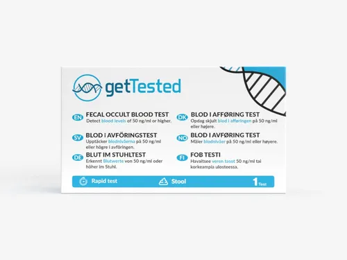 GetTested International AB Darmparasiten-Test Test auf okkultes Blut im Stuhl, 1 Messparameter, Testkit, 1-tlg., Stuhltest für zuhause, Stuhltest auf okkultes Blut