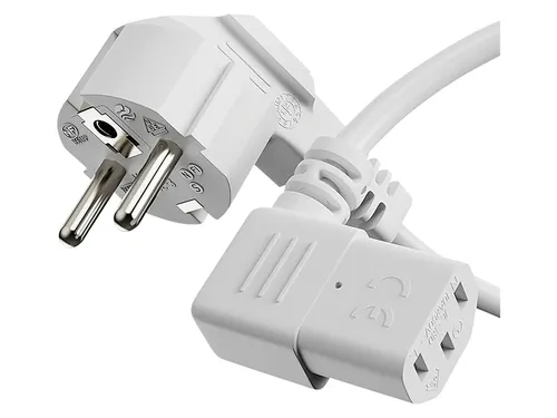 SONERO Netzkabel Schutzkontaktstecker, X-SKW-C13W-050W, 90°, weiß, 5m