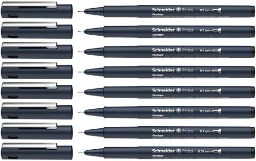 Schneider Pictus Fineliner-Set schwarz, 8 St.