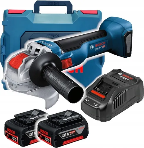 Bosch GWX 18V-10 - Akku Winkelschleifer mit X-LOCK - Schleifmaschinen für effizientes Arbeiten mit bürstenlosem Motor, werkzeuglosem Scheibenwechsel und Sicherheitsfunktionen wie KickBack Control. Inklusive 2x 5,0 Ah Akkus und L-BOXX.