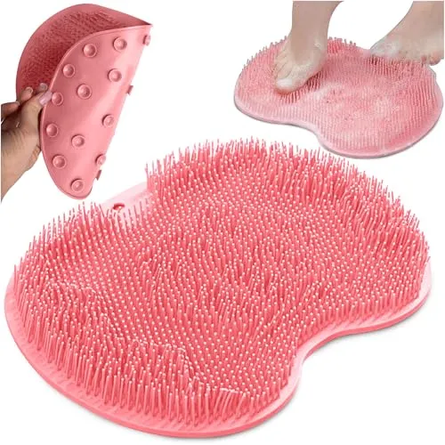 Fuß- und Rückenschrubber für die Dusche - Silikon Fußmassagematte mit Saugnäpfen - Massage Matte & Fußschrubber - rutschfeste Dusch Matte - Fußbürste & Back Scrubber