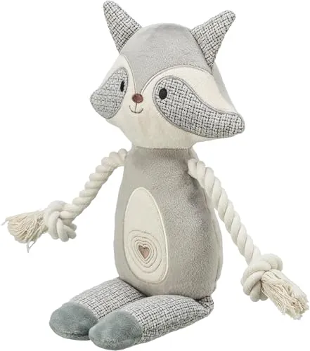 TRIXIE Waschbär-Plüschtier, kuscheliges Hundespielzeug aus weichem Plüsch für Haustiere - Robustes Hundspielzeug, 33 cm, mit Stimme - Waschbär als Kuscheltier für kleine & große Vierbeiner - 36155