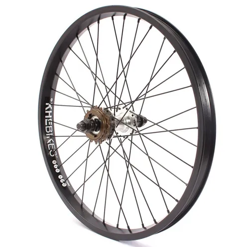 KHE BMX Hinterrad Aluminium Felge BIG400 36 Loch - Laufräder mit 35mm breiter Alu Felge, 14mm Achse und 16 Zähne Ritzel, perfekt für BMX-Fans, leicht und robust mit nur 1218g!