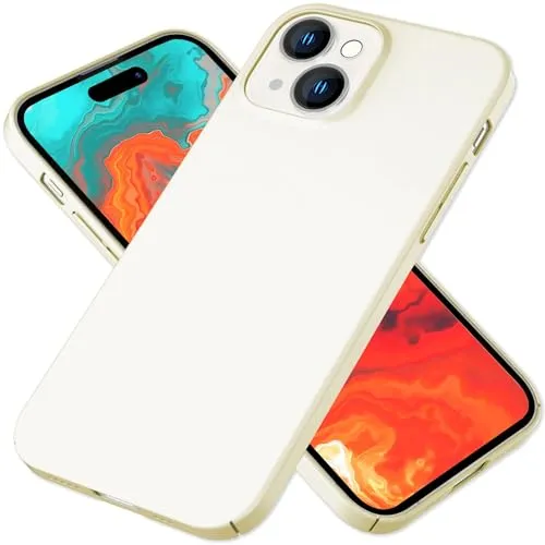 NALIA Ultra Slim Hardcase für iPhone 15 Plus - Anti-Fingerabdruck & 0.5mm Dünn - PUREFIT (Matt & Leicht) - Marke aus Berlin, Farbe:Creme Beige