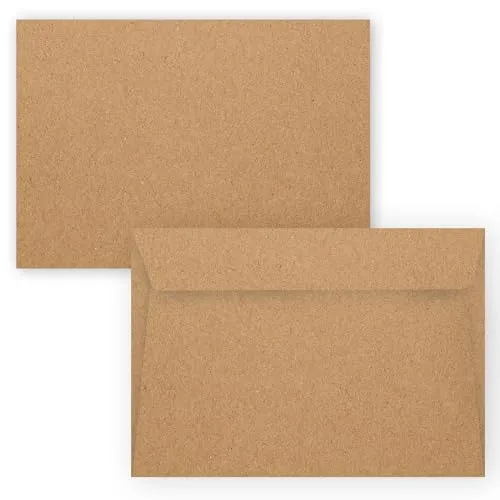 Briefumschlag C6 Haftklebend Selbstklebende 25-50 Stück Briefumschläge Kuvert Briefkuvert in Kraftpapier Optik Vintage 80 g/m² 114 x 162 mm Hochzeit Geburtstag Grußkarten Einladung Danksagung (25)