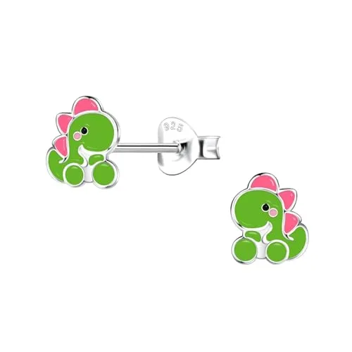 Monkimau Dinosaurier Ohrringe Mädchen Silber 925 Kinder: Hypoallergene Kinderohrringe für Mädchen 8 Jahre - Medizinische Gesundheitsstecker & Ohrstecker aus Sterling Silber