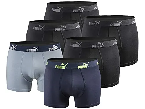 PUMA Herren Boxershort Limited Statement Edition 6er Pack - Komfort und Stil in Schwarz-Navy-Blau - Herren-Boxershorts im 6er Pack von PUMA - Hoher Tragekomfort dank Soft Touch Baumwollqualität, ideal für Sport und Alltag. Bequemer, elastischer Bund für perfekte Passform.