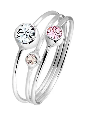 Produktbild Elli Ring Damen Stapelring Set Modern mit Kristallen aus 925 Sterling Silber